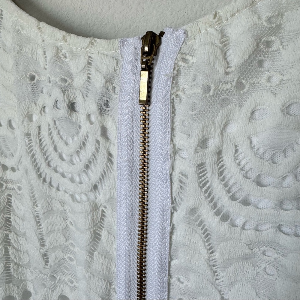 White Lace Sharagano Dress Size 8 Petite Bridal Shower Bachelorette Lacemade - Picture 7 of 10